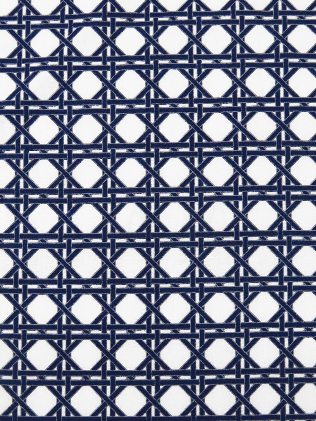 White/Midnight Navy/Dim Gray Cotton/Rayon Geometric Latticework Print Lawn - NY Designer - 56W