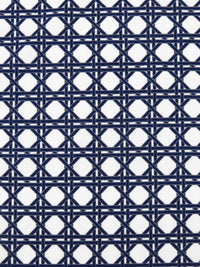 White/Midnight Navy/Dim Gray Cotton/Rayon Geometric Latticework Print Lawn - NY Designer - 56W
