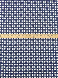 White/Midnight Navy/Dim Gray Cotton/Rayon Geometric Latticework Print Lawn - NY Designer - 56W