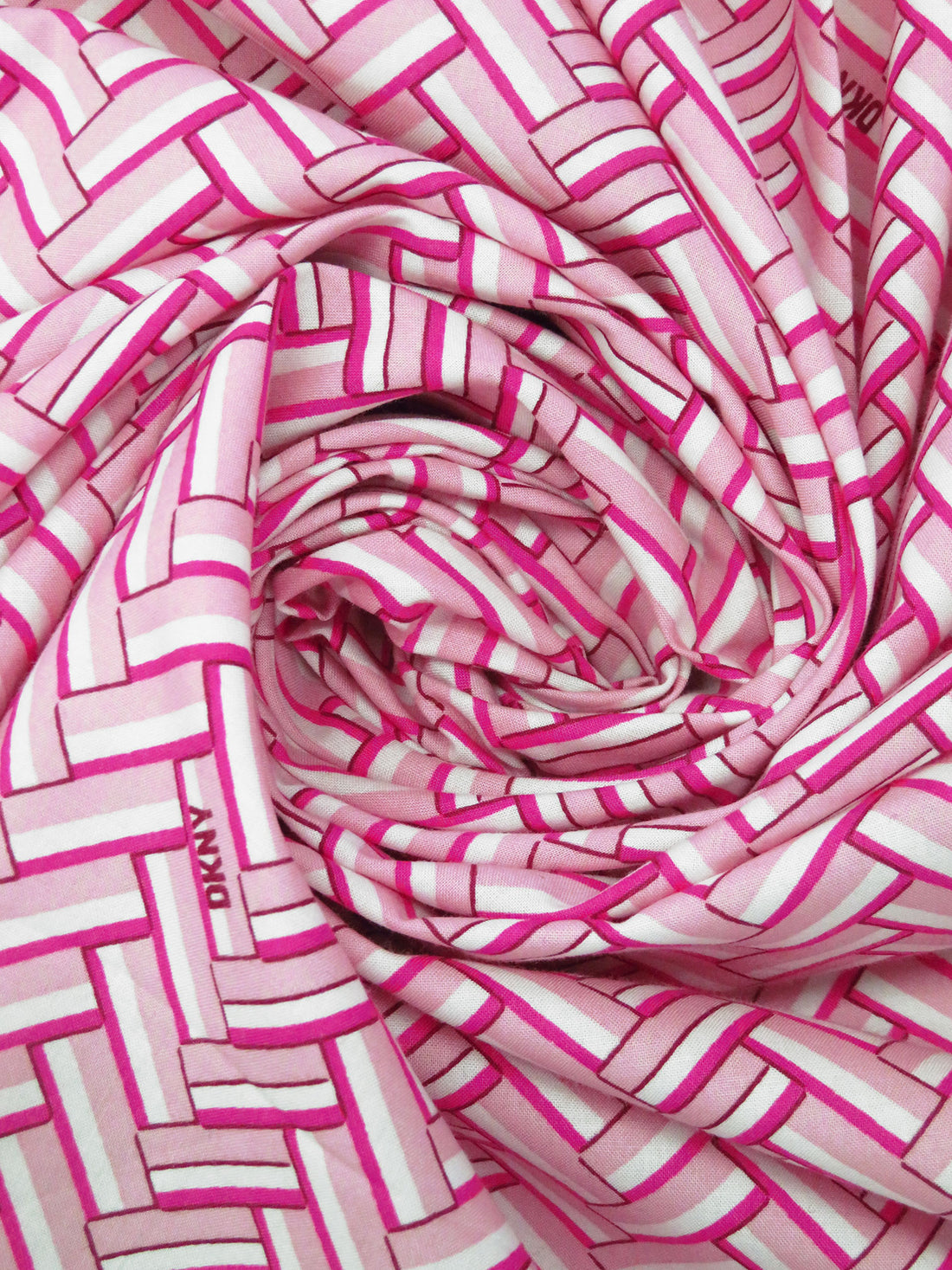 Deep Cerise/Soft Pink/White/Antique Ruby 100% Cotton Herringbone DKNY Print Lawn - NY Designer - 56W