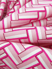 Deep Cerise/Soft Pink/White/Antique Ruby 100% Cotton Herringbone DKNY Print Lawn - NY Designer - 56W