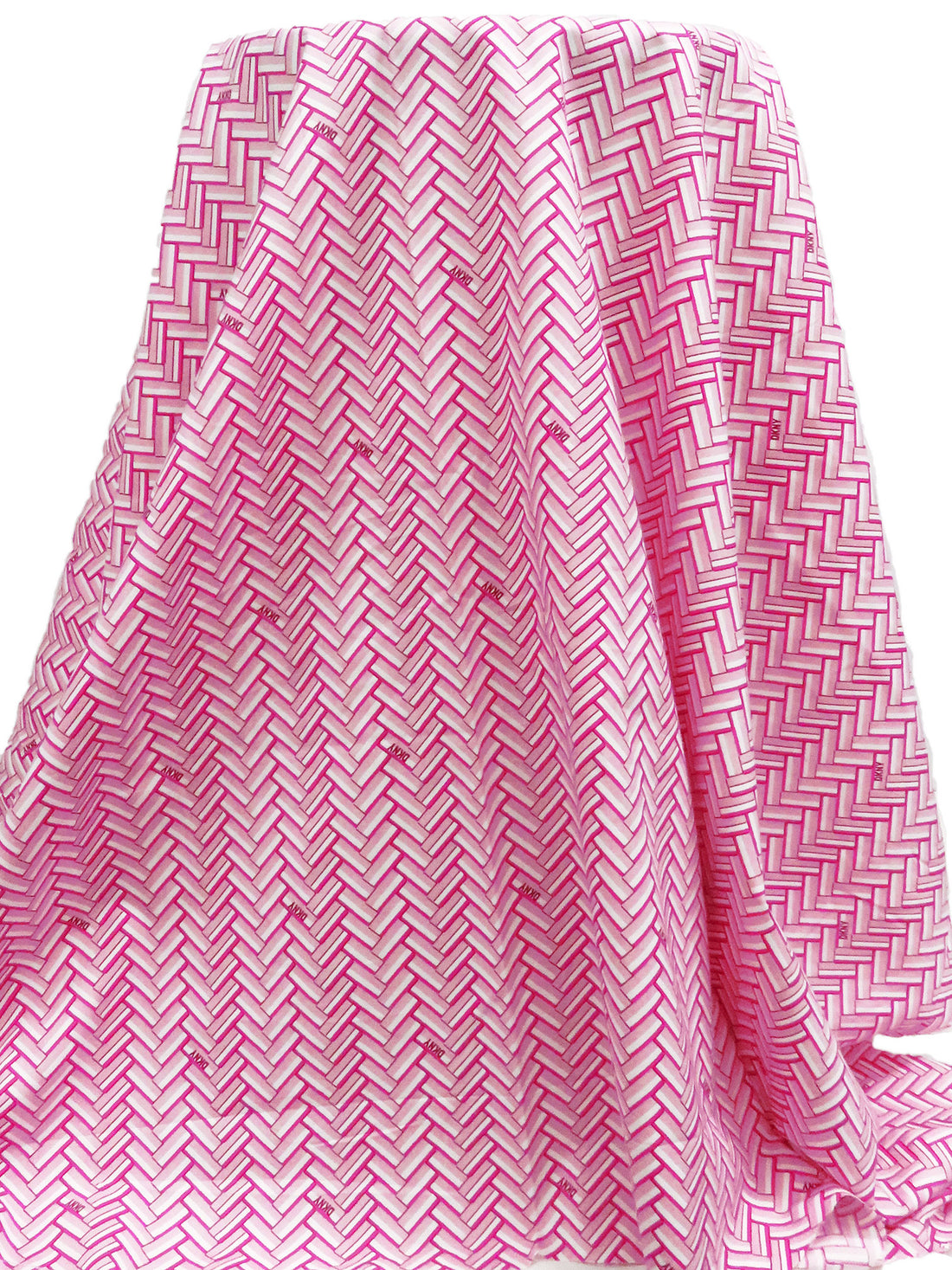 Deep Cerise/Soft Pink/White/Antique Ruby 100% Cotton Herringbone DKNY Print Lawn - NY Designer - 56W