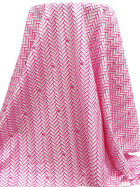 Deep Cerise/Soft Pink/White/Antique Ruby 100% Cotton Herringbone DKNY Print Lawn - NY Designer - 56W