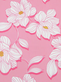 Flamingo Pink/White/Lemon/French Pink 100% Cotton Large Abstract Floral Print Lawn - NY Designer - 52W