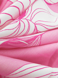 Flamingo Pink/White/Lemon/French Pink 100% Cotton Large Abstract Floral Print Lawn - NY Designer - 52W