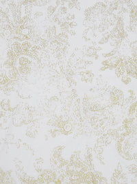 White/True Gold 100% Cotton Fading Ornate Scrollwork Print Lawn - NY Designer - 52W