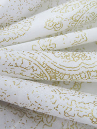 White/True Gold 100% Cotton Fading Ornate Scrollwork Print Lawn - NY Designer - 52W