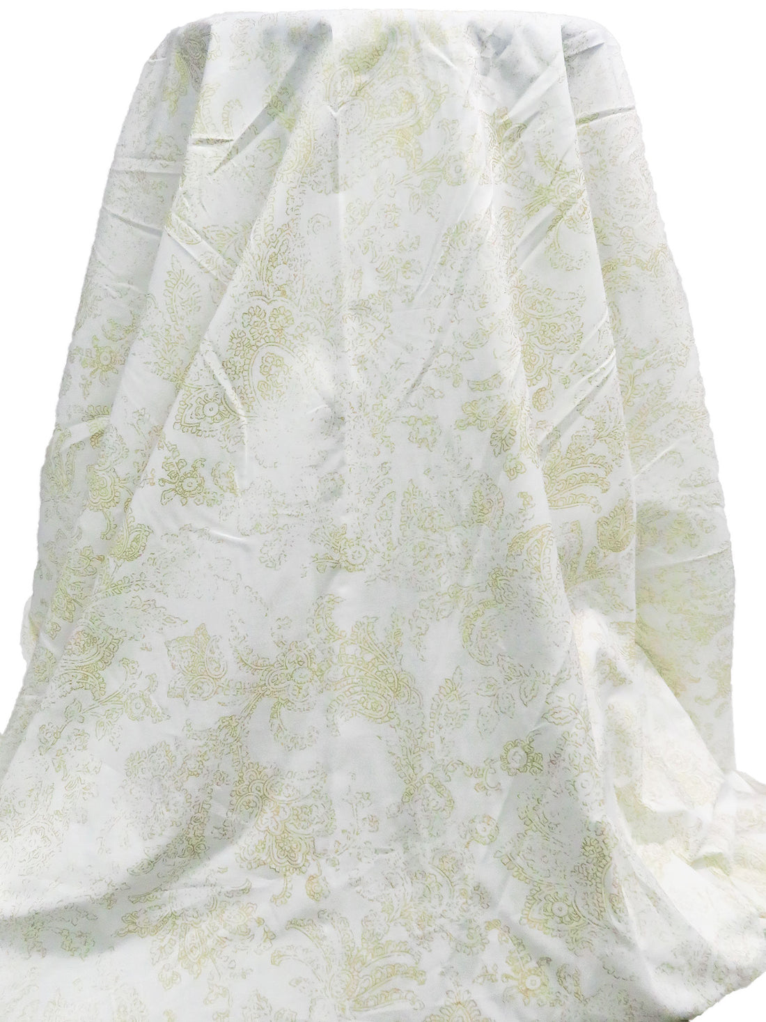White/True Gold 100% Cotton Fading Ornate Scrollwork Print Lawn - NY Designer - 52W