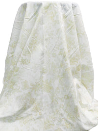 White/True Gold 100% Cotton Fading Ornate Scrollwork Print Lawn - NY Designer - 52W