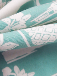 Light Dusty Teal/White Rayon/Nylon/Lycra Moroccan Holiday Print Stretch Twill Bottom Weight Woven - NY Designer - 54W