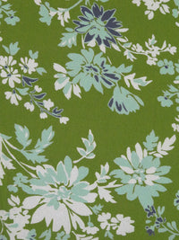Sap Green/Cambridge Blue/Charcoal Blue/Multi 100% Rayon Floral Print Crepe Challis - NY Designer - 54W