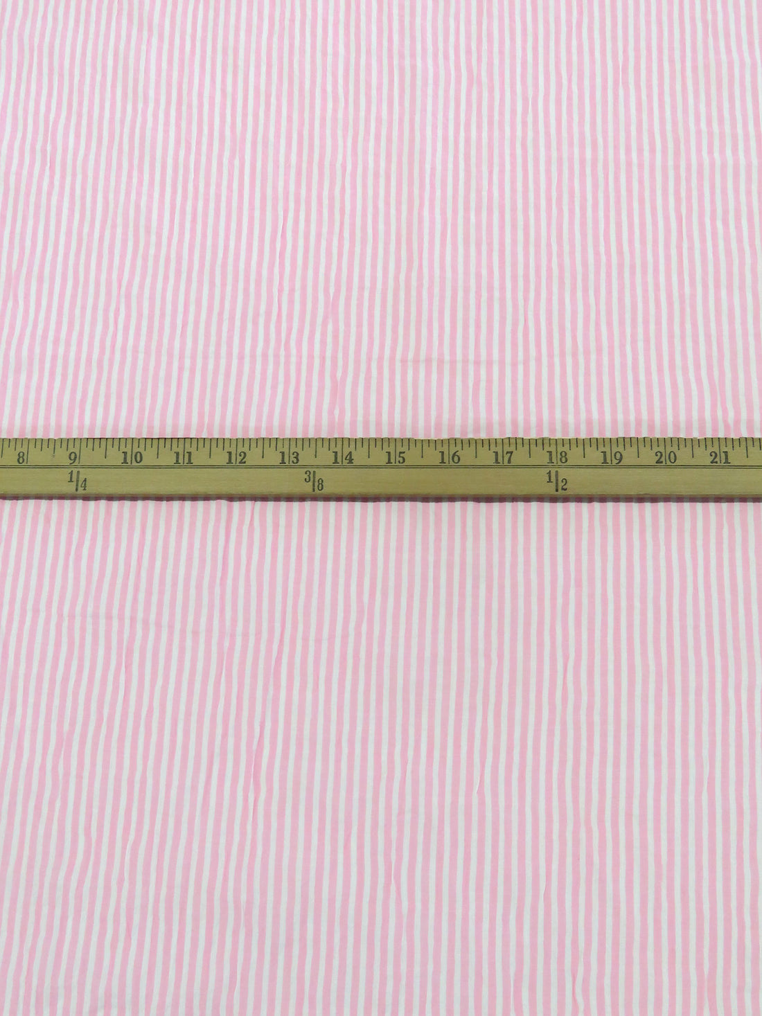 White/Bubblegum Pink Cotton/Lycra Vertical Stripe Weave Crinkle Voile - NY Designer - 60W