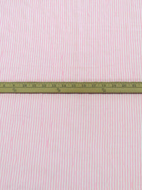 White/Bubblegum Pink Cotton/Lycra Vertical Stripe Weave Crinkle Voile - NY Designer - 60W