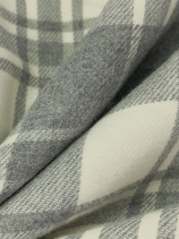 Alabaster/Dim Gray 100% Cotton Plaid Weave Yarn-Dyed Double Faced Flannel - NY Designer - 58W
