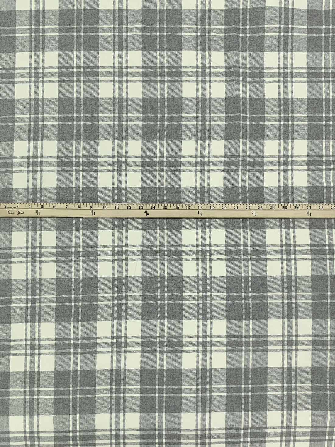 Alabaster/Dim Gray 100% Cotton Plaid Weave Yarn-Dyed Double Faced Flannel - NY Designer - 58W