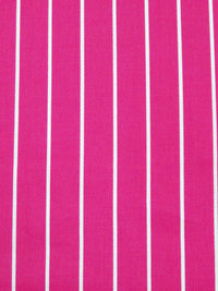 Vivid Cerise/White Cotton/Rayon Vertical Stripe Print Sateen Shirting - NY Designer - 54W