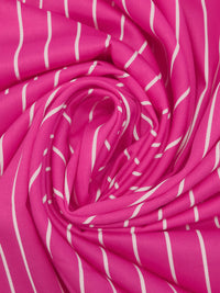 Vivid Cerise/White Cotton/Rayon Vertical Stripe Print Sateen Shirting - NY Designer - 54W