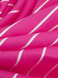 Vivid Cerise/White Cotton/Rayon Vertical Stripe Print Sateen Shirting - NY Designer - 54W