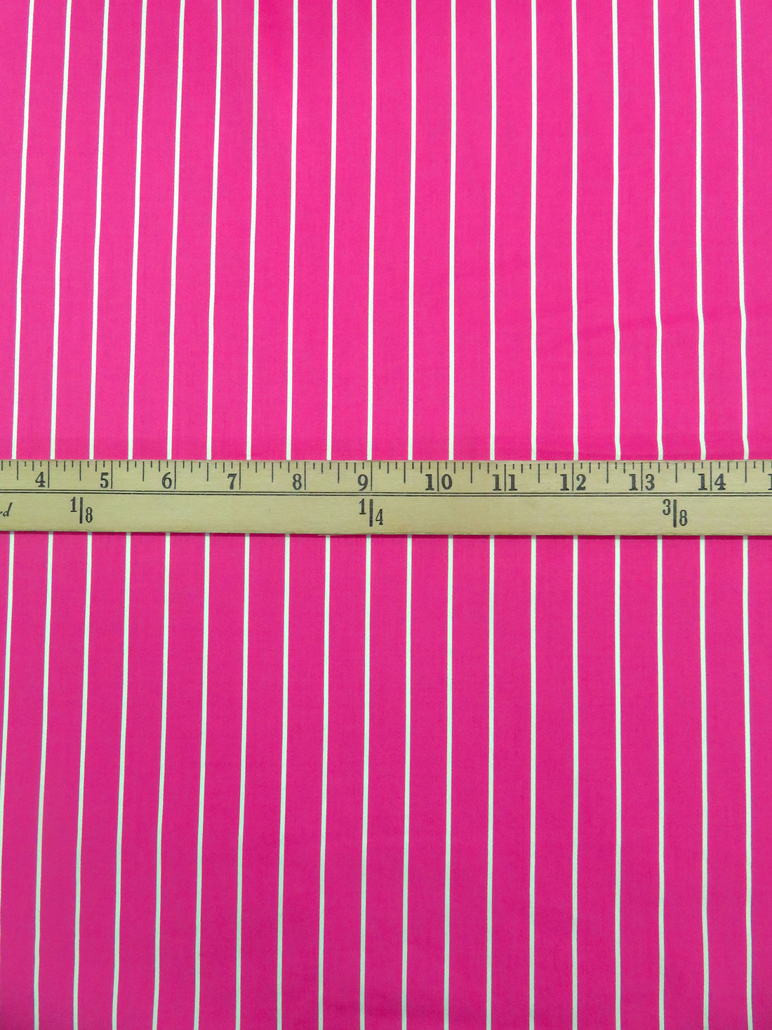 Vivid Cerise/White Cotton/Rayon Vertical Stripe Print Sateen Shirting - NY Designer - 54W