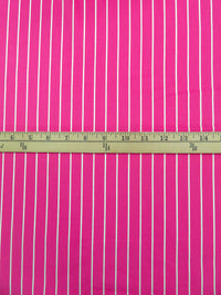 Vivid Cerise/White Cotton/Rayon Vertical Stripe Print Sateen Shirting - NY Designer - 54W