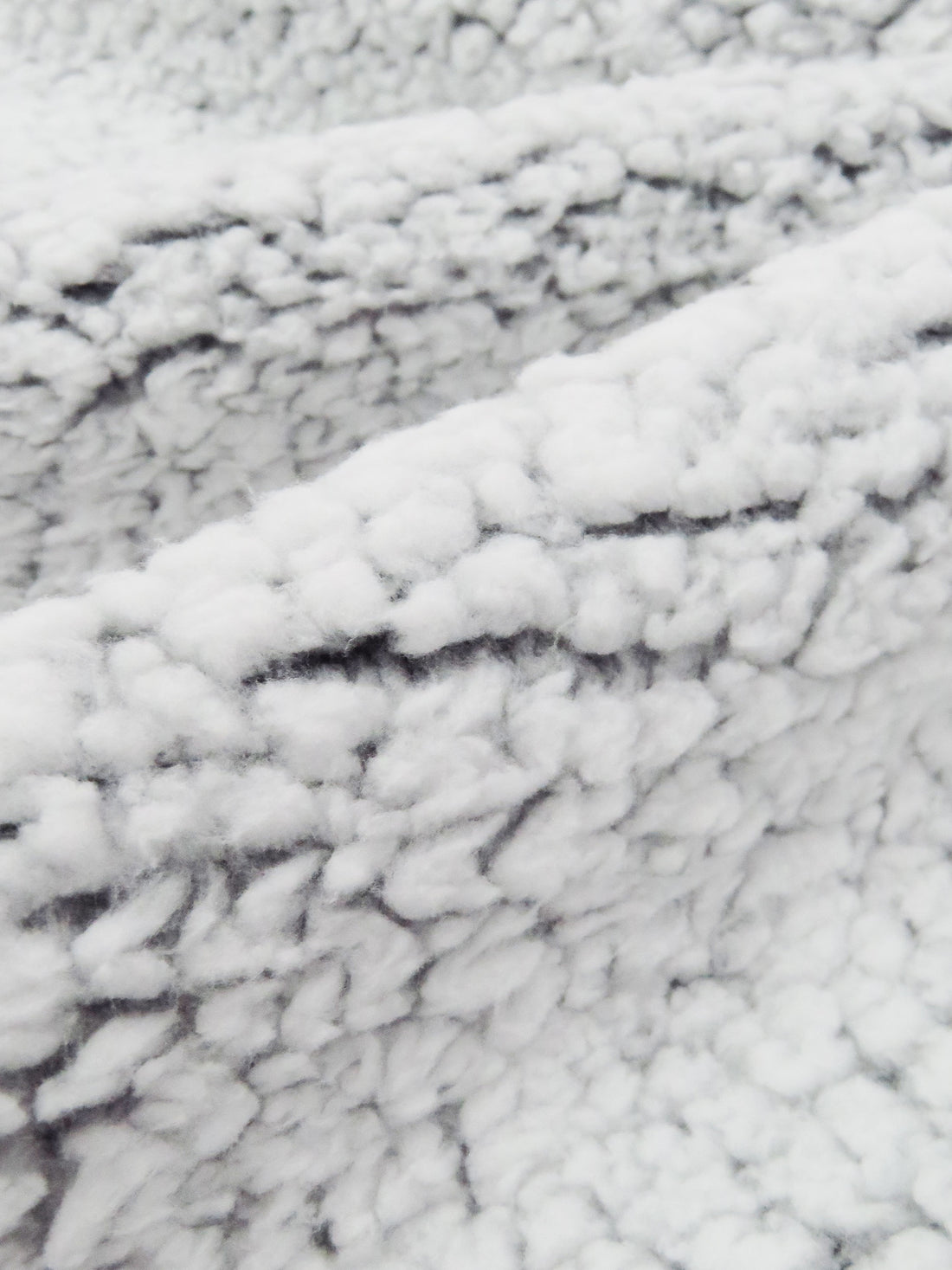 Soft White/Dark Lead Gray 100% Polyester Double-Faced Sherpa Fleece - NY Designer - 58W