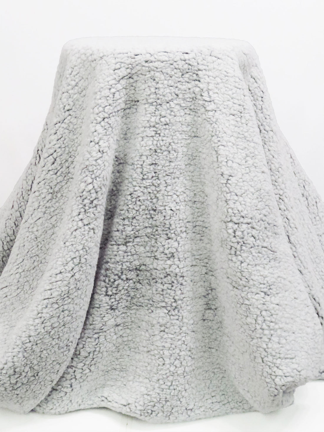 Soft White/Dark Lead Gray 100% Polyester Double-Faced Sherpa Fleece - NY Designer - 58W