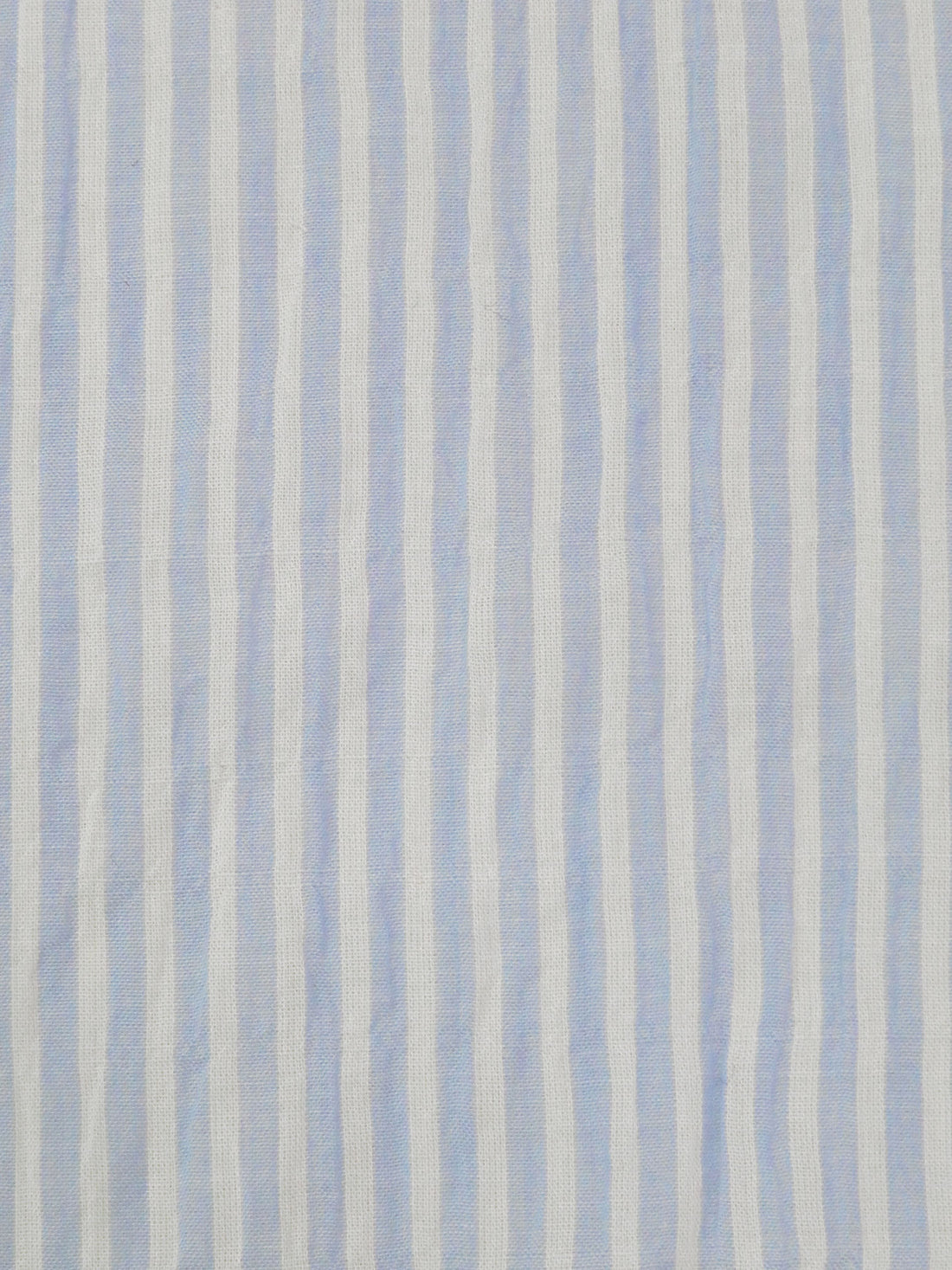 White/Pale Cornflower Cotton/Lycra Vertical Stripe Weave Crinkle Voile - NY Designer - 60W
