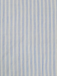 White/Pale Cornflower Cotton/Lycra Vertical Stripe Weave Crinkle Voile - NY Designer - 60W