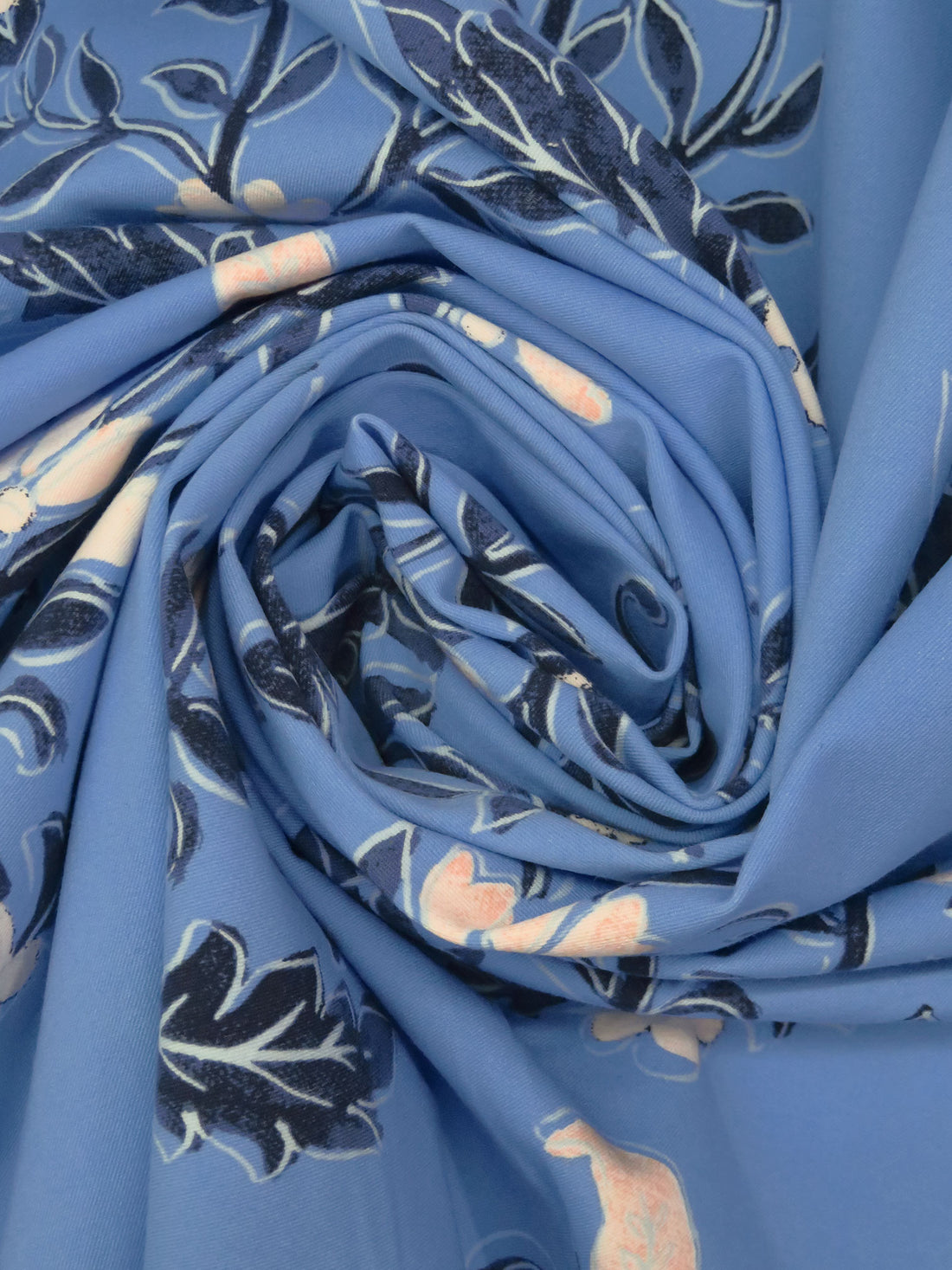 Cornflower/Pale Cerulean/Desert Sand/Multi Rayon/Nylon/Lycra Double Border Floral Print Stretch Twill Bottom Weight Woven - NY Designer - 52W