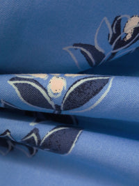 Cornflower/Pale Cerulean/Desert Sand/Multi Rayon/Nylon/Lycra Double Border Floral Print Stretch Twill Bottom Weight Woven - NY Designer - 52W