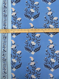 Cornflower/Pale Cerulean/Desert Sand/Multi Rayon/Nylon/Lycra Double Border Floral Print Stretch Twill Bottom Weight Woven - NY Designer - 52W