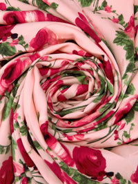 Bubblegum/French Wine/Moss Green/Multi Recycled Polyester/Polyester Abstract Rose Print Charmeuse - NY Designer - 60W