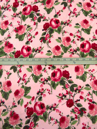 Bubblegum/French Wine/Moss Green/Multi Recycled Polyester/Polyester Abstract Rose Print Charmeuse - NY Designer - 60W