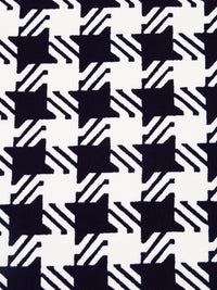 Off-White/Muted Midnight Navy 100% Polyester Novelty Houndstooth Print Crepe de Chine - NY Designer - 60W