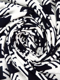 Off-White/Muted Midnight Navy 100% Polyester Novelty Houndstooth Print Crepe de Chine - NY Designer - 60W