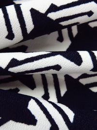 Off-White/Muted Midnight Navy 100% Polyester Novelty Houndstooth Print Crepe de Chine - NY Designer - 60W
