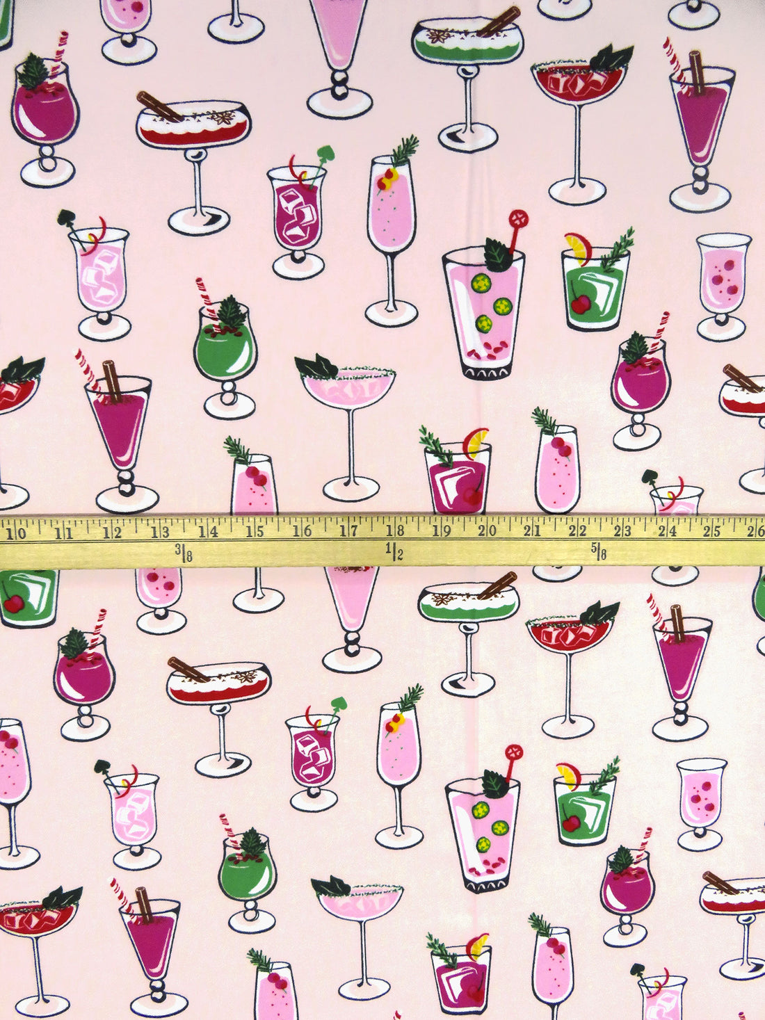 Pale Pink/Jazzberry/Charcoal/Multi 100% Cotton Party Drinks Print Flannel - NY Designer - 54W