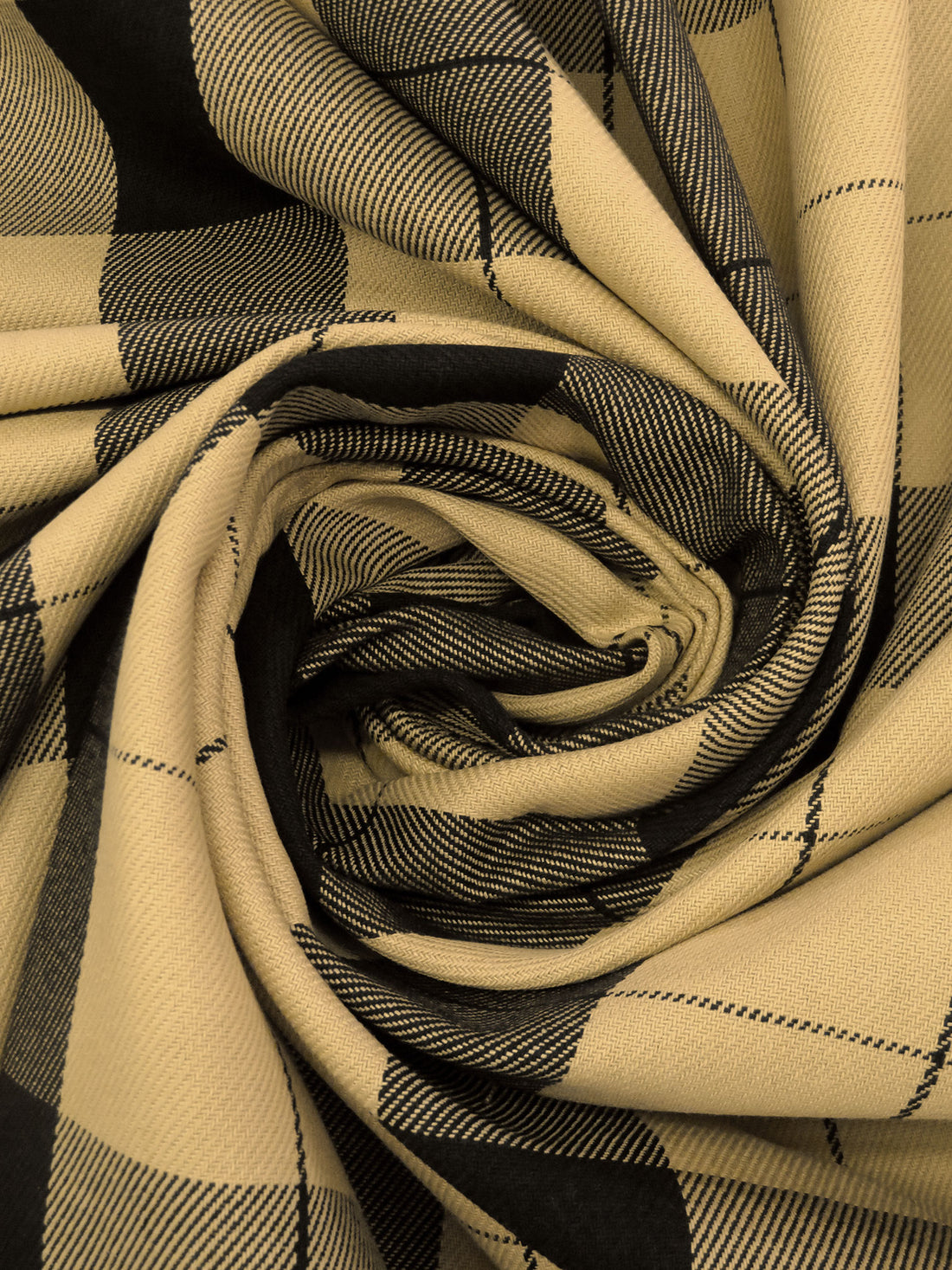 Black/Ginger Ale 100% Cotton Plaid Weave Twill Bottom Weight Woven - NY Designer - 58W