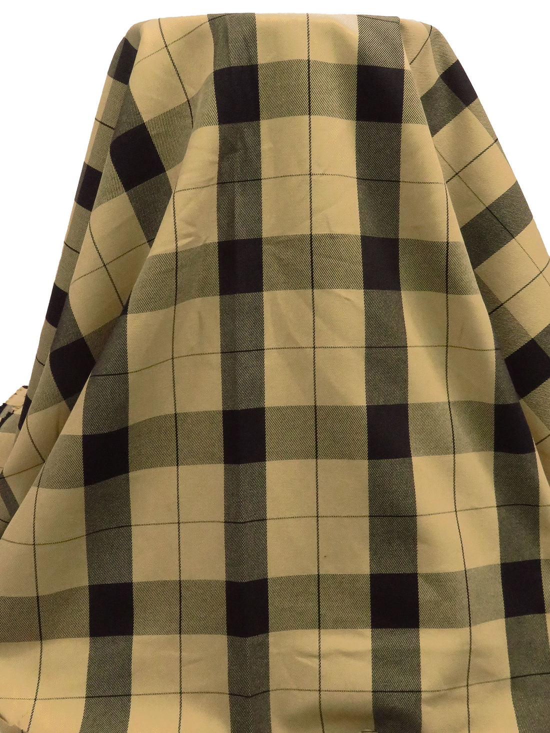 Black/Ginger Ale 100% Cotton Plaid Weave Twill Bottom Weight Woven - NY Designer - 58W