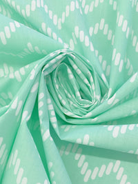 Soft Sea Glass Green/White Polyester/Cotton Chevron Print Broadcloth 58W
