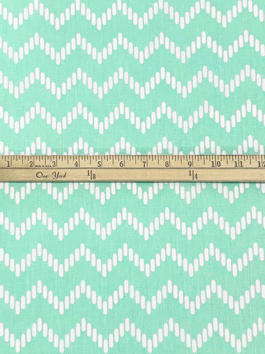 Soft Sea Glass Green/White Polyester/Cotton Chevron Print Broadcloth 58W