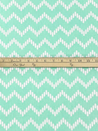 Soft Sea Glass Green/White Polyester/Cotton Chevron Print Broadcloth 58W