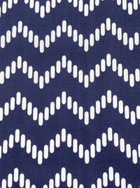 Navy/White Polyester/Cotton Chevron Print Broadcloth 58W