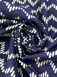 Navy/White Polyester/Cotton Chevron Print Broadcloth 58W