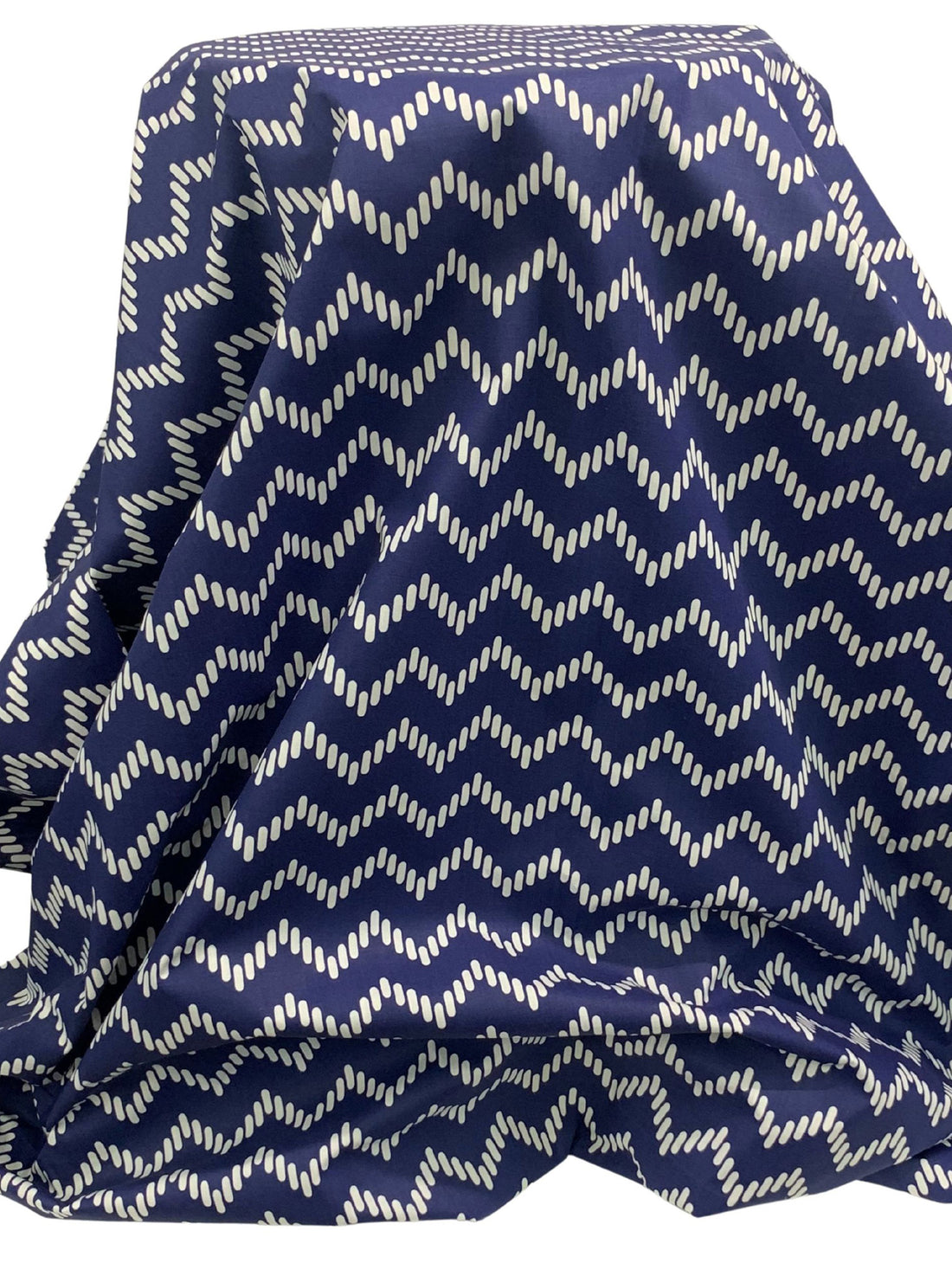 Navy/White Polyester/Cotton Chevron Print Broadcloth 58W