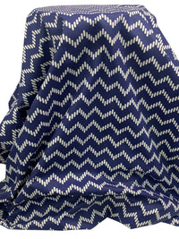 Navy/White Polyester/Cotton Chevron Print Broadcloth 58W