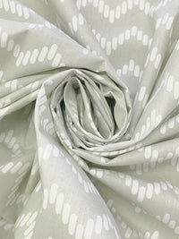 Stone Gray/White Polyester/Cotton Chevron Print Broadcloth 58W