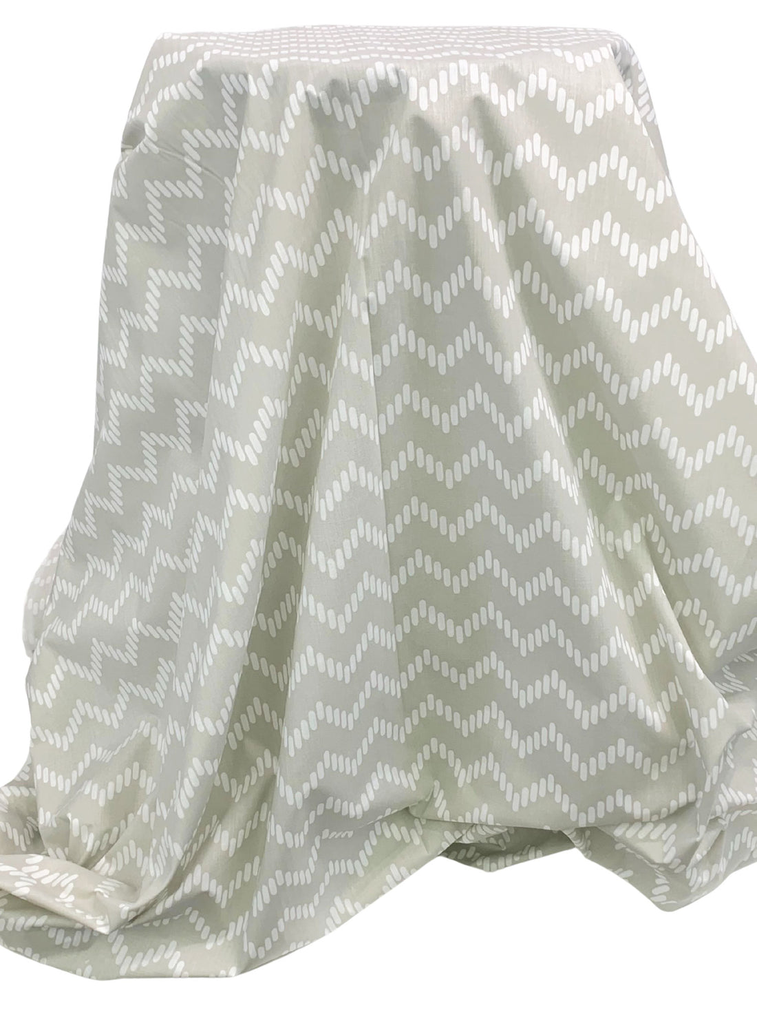 Stone Gray/White Polyester/Cotton Chevron Print Broadcloth 58W