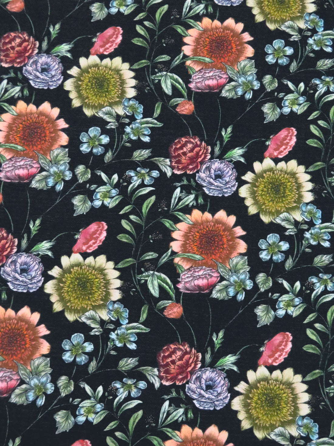 Dark Gunmetal Gray/Fern Green/Apricot/Multi Modal/Lycra Mixed Floral Print Jersey Knit 52W