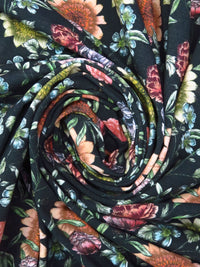 Dark Gunmetal Gray/Fern Green/Apricot/Multi Modal/Lycra Mixed Floral Print Jersey Knit 52W